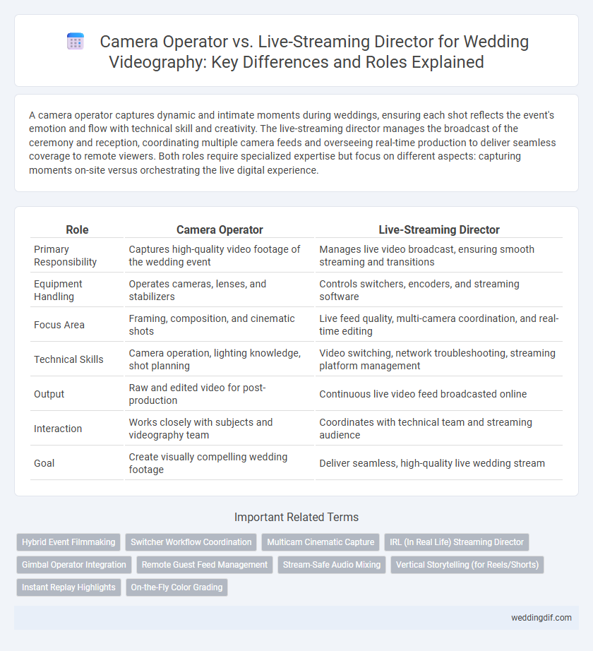 Camera Operator vs. Live-Streaming Director for Wedding Videography: Key Differences and Roles Explained