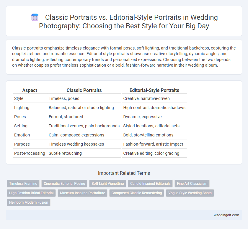 Classic Portraits vs. Editorial-Style Portraits in Wedding Photography: Choosing the Best Style for Your Big Day