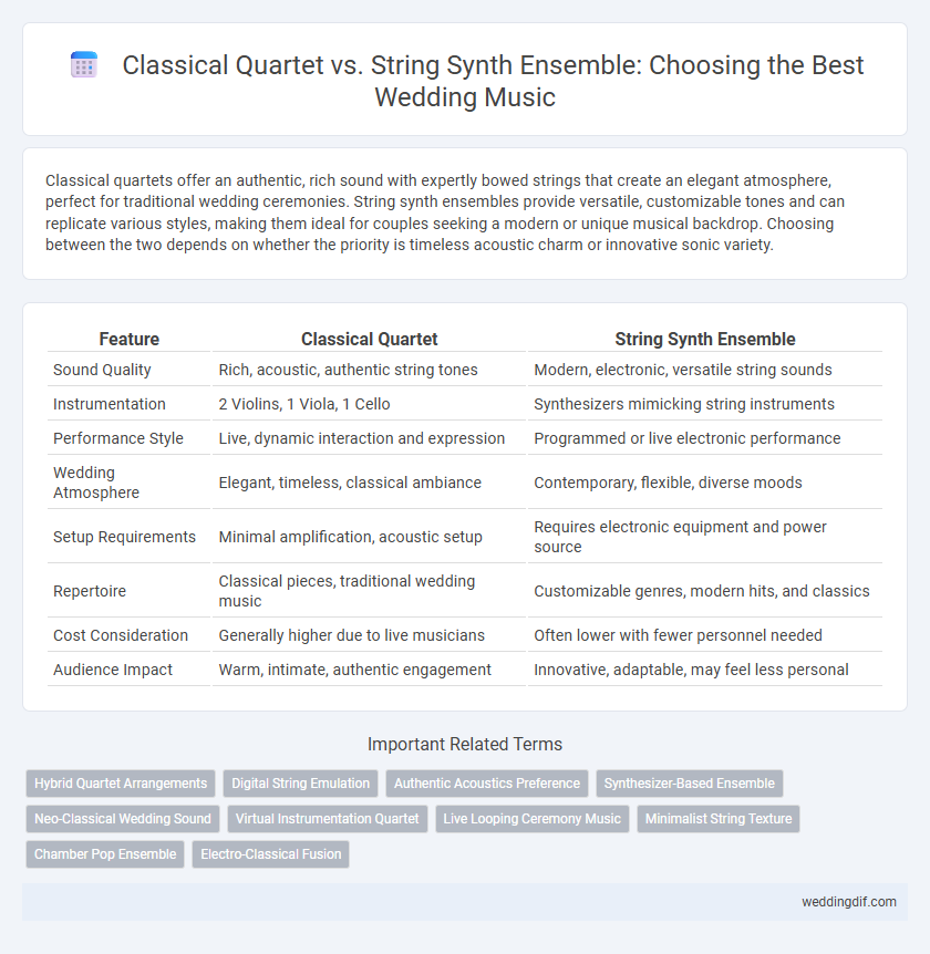 Classical Quartet vs. String Synth Ensemble: Choosing the Best Wedding Music