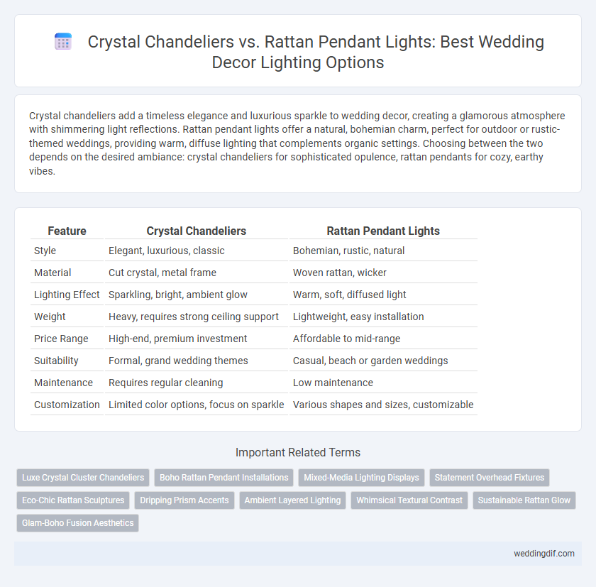 Crystal Chandeliers vs. Rattan Pendant Lights: Best Wedding Decor Lighting Options