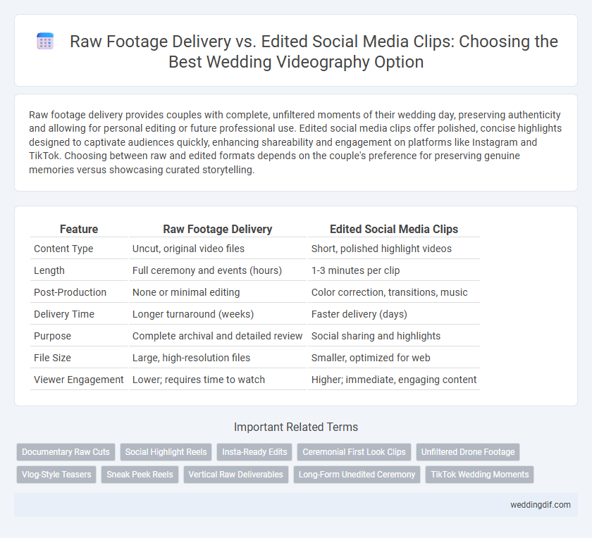 Raw Footage Delivery vs. Edited Social Media Clips: Choosing the Best Wedding Videography Option