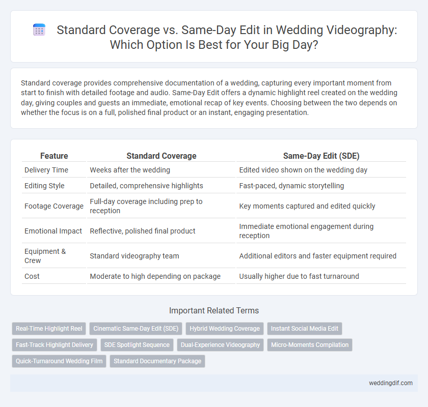 Standard Coverage vs. Same-Day Edit in Wedding Videography: Which Option Is Best for Your Big Day?