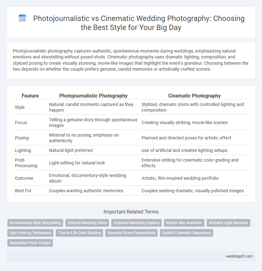 Photojournalistic vs Cinematic Wedding Photography: Choosing the Best Style for Your Big Day