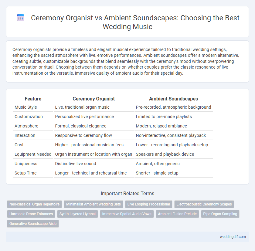 Ceremony Organist vs Ambient Soundscapes: Choosing the Best Wedding Music