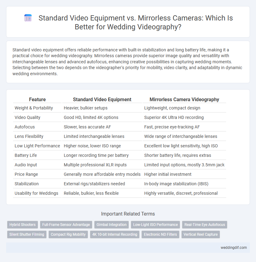 Standard Video Equipment vs. Mirrorless Cameras: Which Is Better for Wedding Videography?