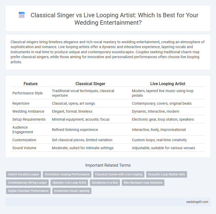 Classical Singer vs Live Looping Artist: Which Is Best for Your Wedding Entertainment?