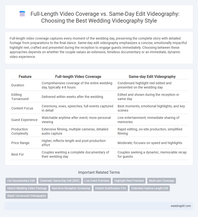 Full-Length Video Coverage vs. Same-Day Edit Videography: Choosing the Best Wedding Videography Style