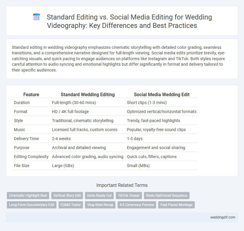 Standard Editing vs. Social Media Editing for Wedding Videography: Key Differences and Best Practices