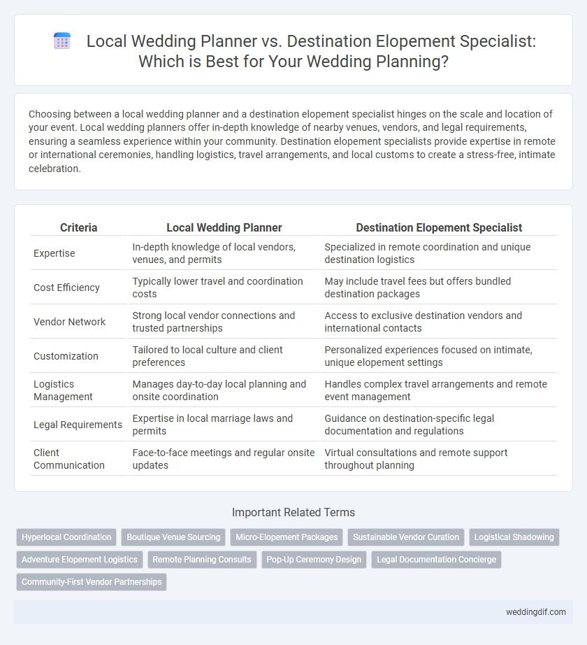 Local Wedding Planner vs. Destination Elopement Specialist: Which is Best for Your Wedding Planning?