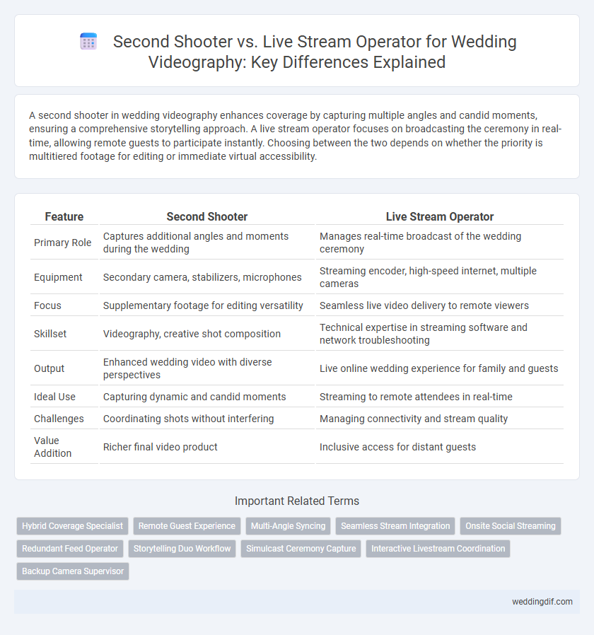 Second Shooter vs. Live Stream Operator for Wedding Videography: Key Differences Explained